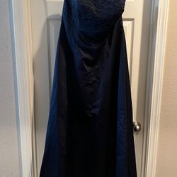 Navy blue Strapless Gown