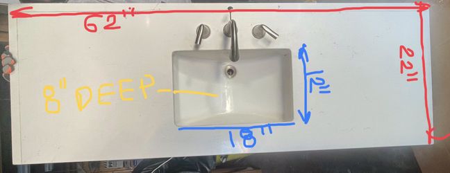 Ceramic Sink With Quartz Top with Koehler Faucet