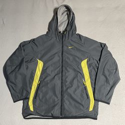 Vintage Large Nike Y2K 2000s Jacket Hooded Swoosh Reversible Jacket Fleece