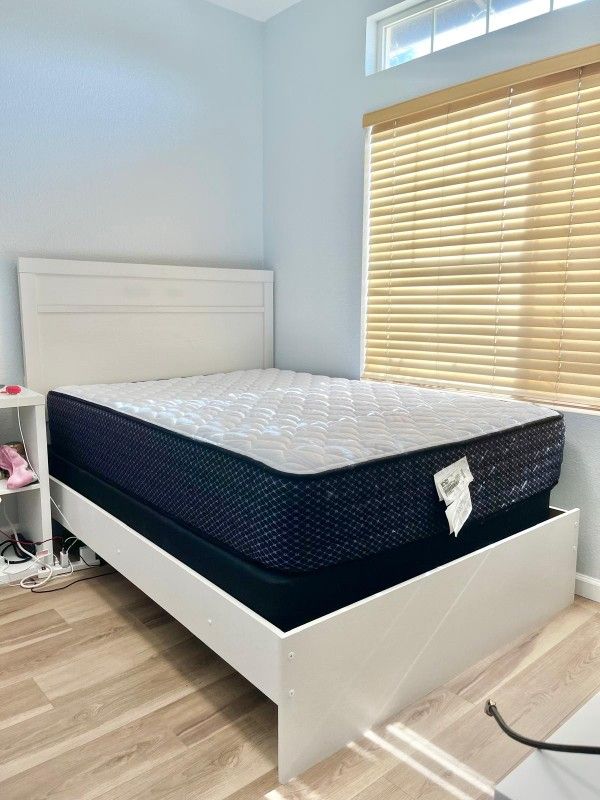 Full Size Matress + Box Spring And Bed Frame