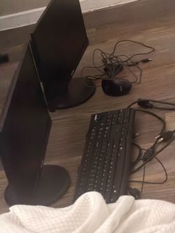 1080p monitors, Keyboard, mouse, and webcam