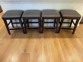 Set of 4 Backless Bar Stools with Nailhead Trim