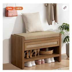 New padded shoe bench with pull out drawer 