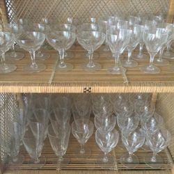 🔥MID-CENTURY Val St. Lambert CRYSTAL BAR SET🔥(1 Dozen WINE, COCKTAIL, PILSNER & CHAMPAGNE Glasses + 4 Extra) 52 Glasses TOTAL🔥