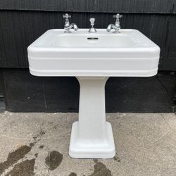 Antique Porcelain Pedestal Sink