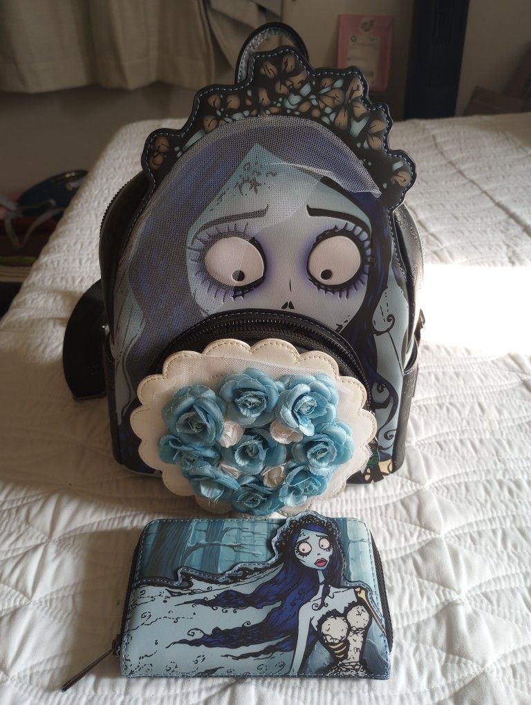 Loungefly Corpses Bride Backpack & Wallet, Keychains Set