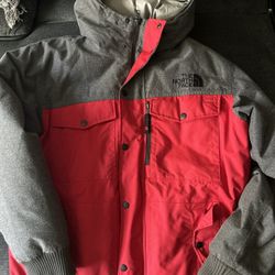 The North Face Gotham Hyvent Bomber Goose Down Fill Jacket Red Gray Mens Size XL