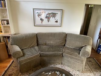 Velvet Olive Rounded Sofa