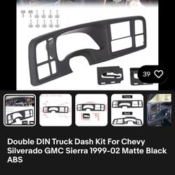Double DIN Truck Dash Kit For Chevy Silverado GMC Sierra 1999-02 Matte Black