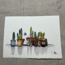 Cacti Watercolor Painting 