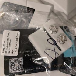 925 Moissanite Screw back Earrings GRA Graded 
