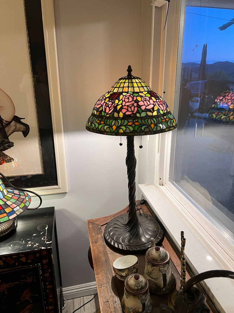 Vintage Stained Glass Lamp Hand Made Not A Commercial Lamp Sold I'm Lamp Stores This Is Authentic And Heavy