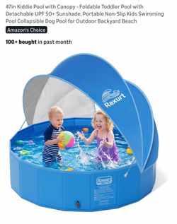 New 47in Kiddie Pool with Canopy - Foldable Toddler Pool