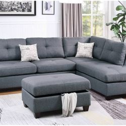 3 PC SECSIONAL SOFA  BLUE GREY ☎️1714586,2564 
