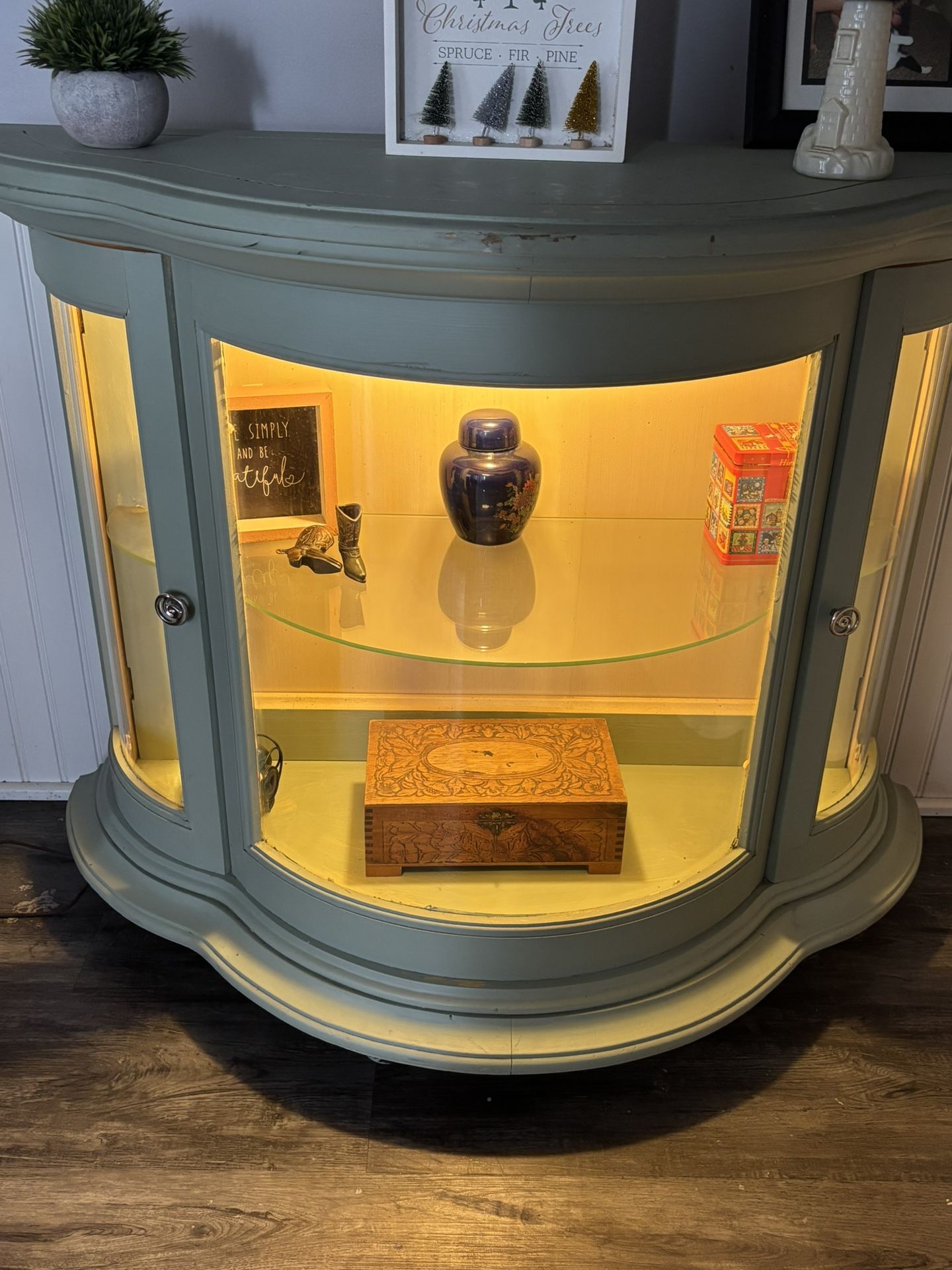 Mid Century Lighted Curio Cabinet