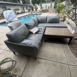 Leather sectional and chair in great shape