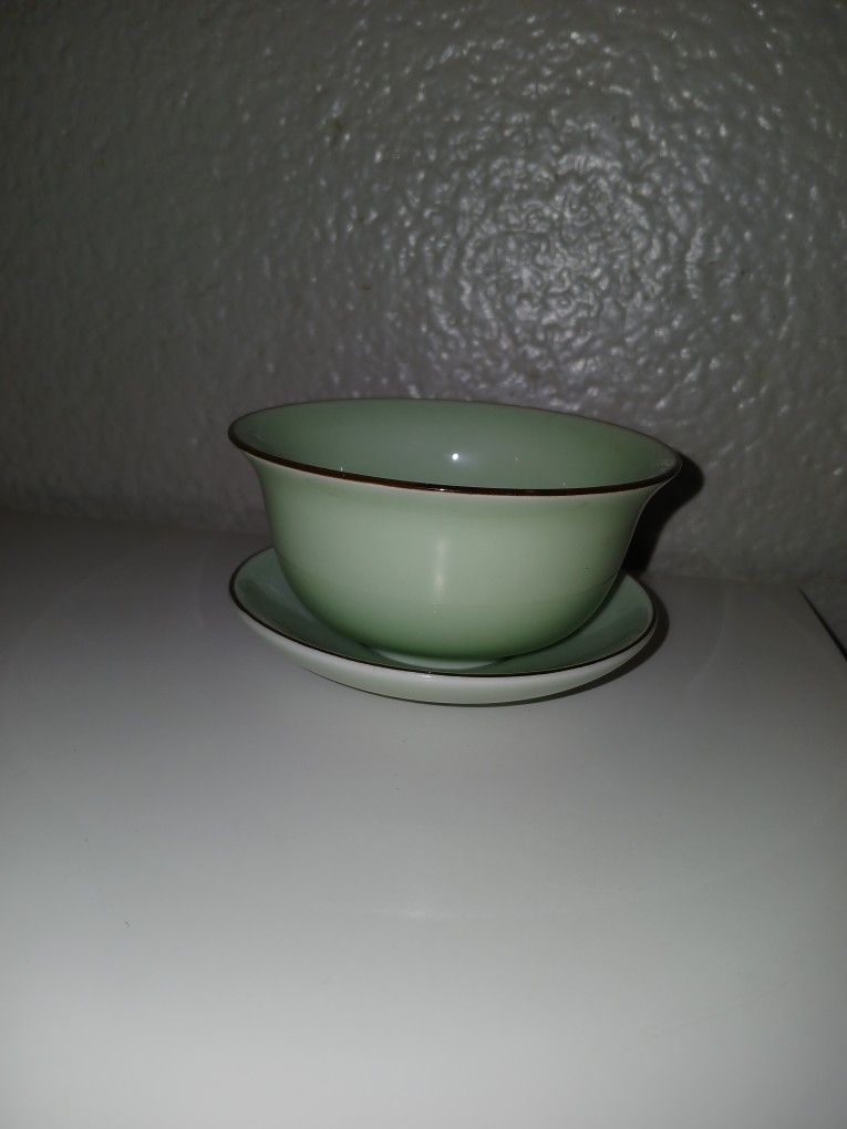Green Chinese Tea Cup And Saucer