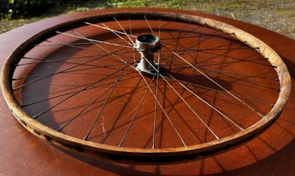 (1) Antique Wood Bicycle Rim Wheel with Metal Spokes Very Nice Vintage
