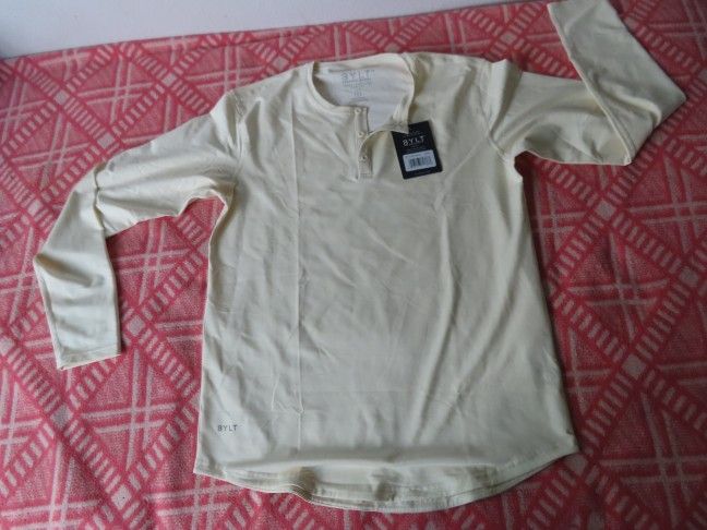 bylt Henley Drop-Cut Long Sleeve LUX bone sz M NWT