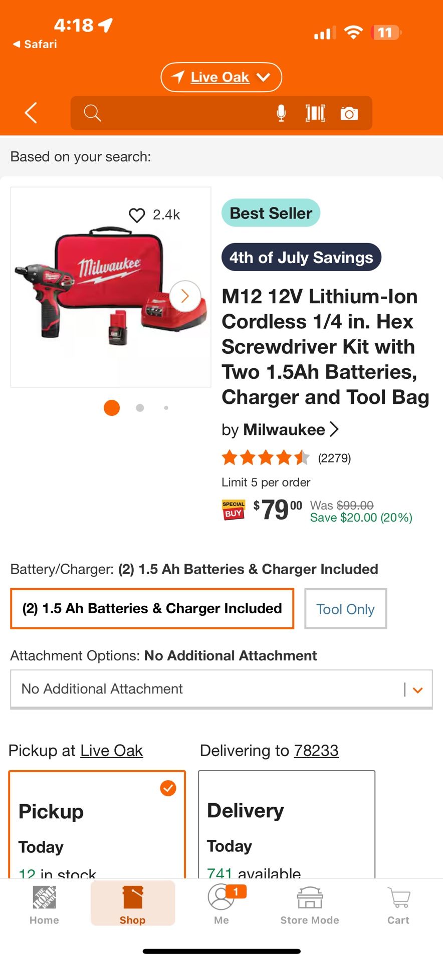 Milwaukee M12 Electric Screwdriver