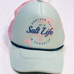 Salt Life Snapback Hat Mermaid Youth OS Aqua & Pink Cap Mesh Back