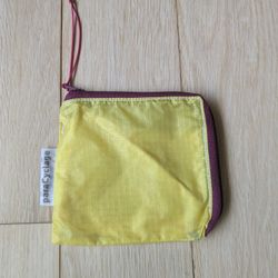 Paracyclage Salin Wallet Yellow, Made From Recycled Paraglider. 5"x4.5". Ultralight (10 gm), Zippered. Swiss-Made. Camping, Backpacking, Hiking. One-O