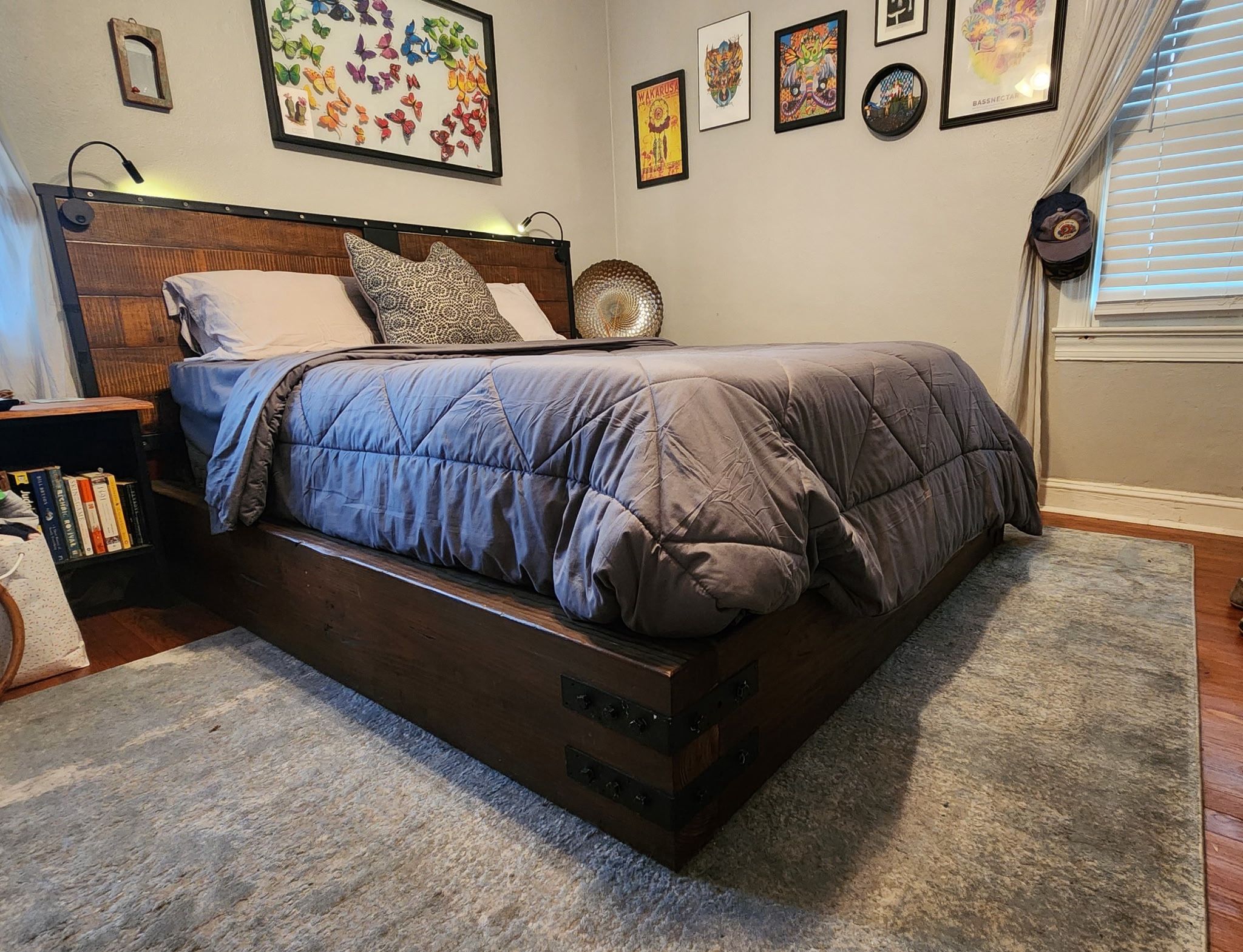 Wood Beam Bed Frame And Headboard (night Stands Included)