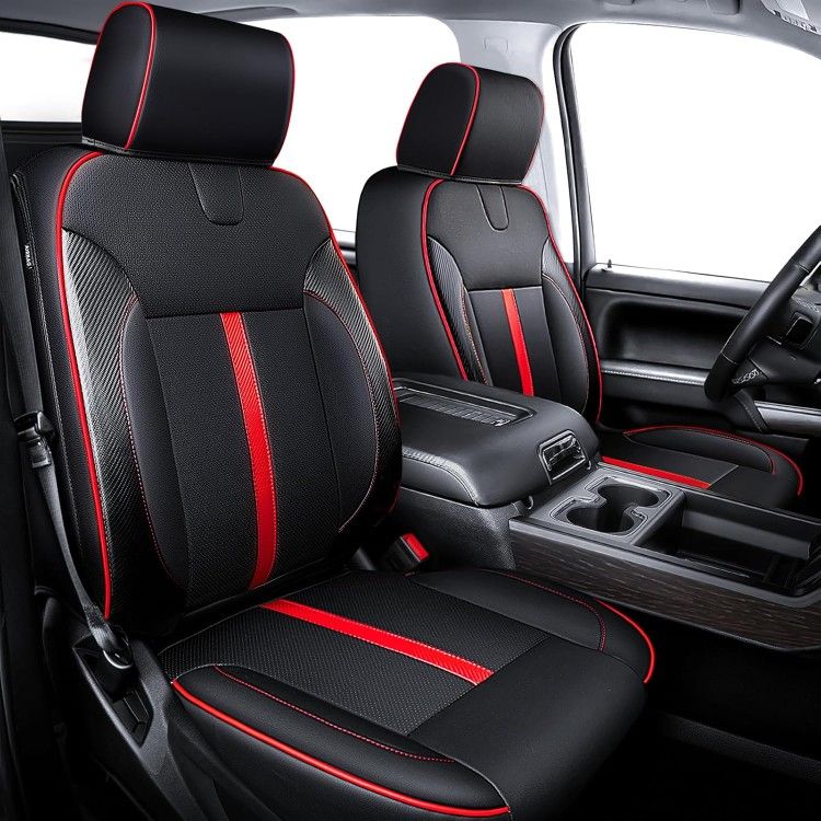 Leather Seat Cover Custom Fit for Chevy Silverado 1500 & GMC Sierra 1500 (2014-2018) - Custom Fit for Silverado & Sierra 2500HD 3500HD (2015-2019) - C