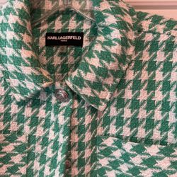 Beautiful houndstooth, green and white jacket