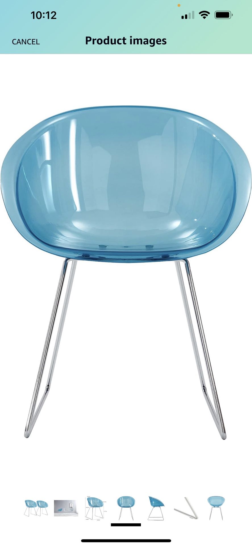 Blue Acrylic Accent Chair ( New In Box)