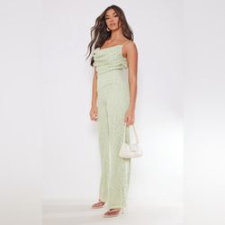 PrettyLittleThing green jumpsuit Size 4