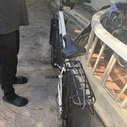White electric fat tire bike
