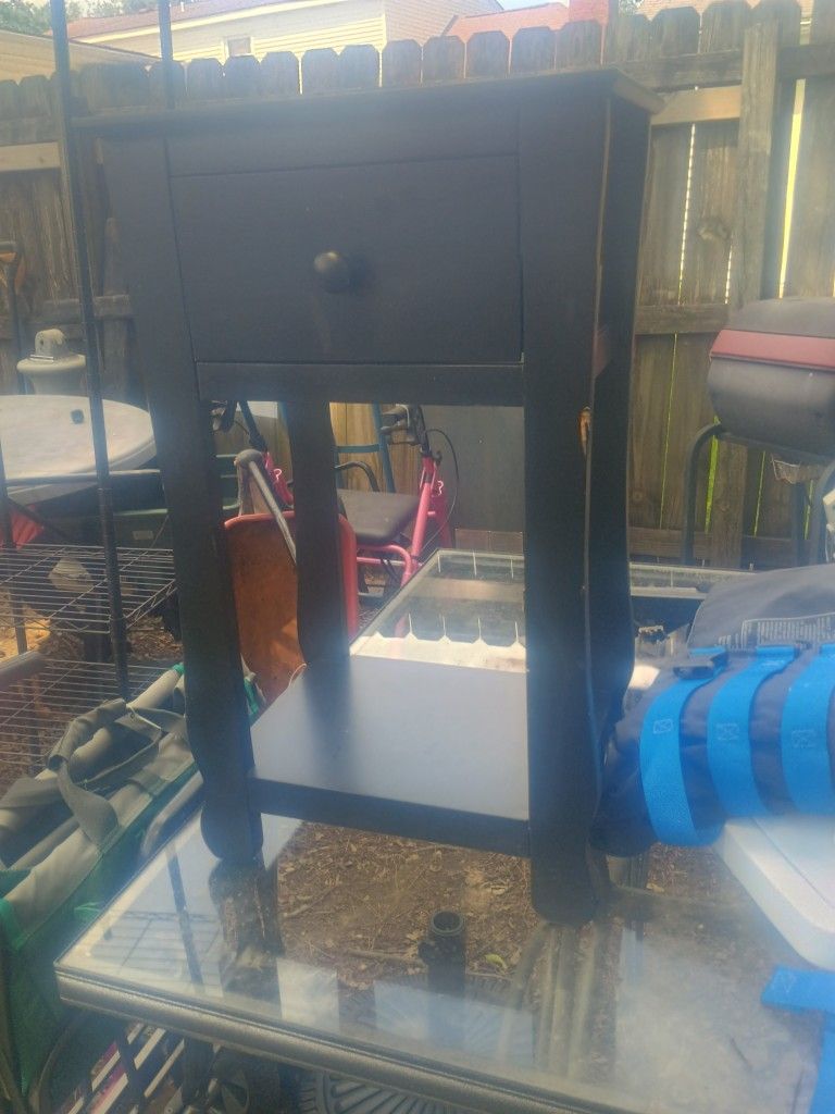 Solid Wooden Table With 1 Drawer And A Shelf On The Bottom