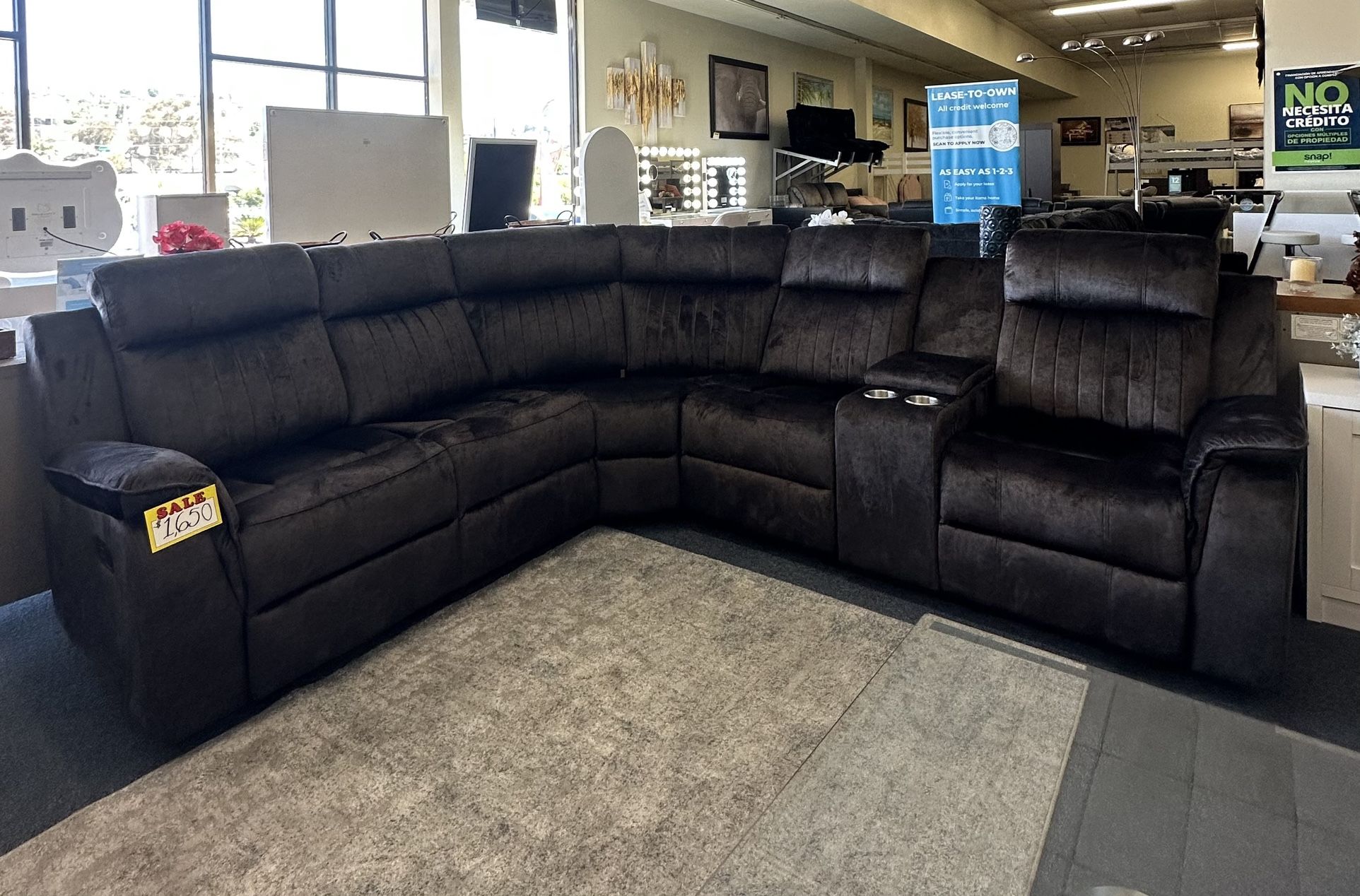 Dark Gray Manual Recliner Sectional