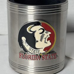 Brand New  NCAA Florida State Seminoles  Stainless Steel  Insulated  Koozie  Can Holder Cooler Pewter Medallion Emblem