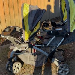 Double Stroller Baby Trend Foldable Sit N Stand Baby Trend Double Stroller w/5-Point Safety Harness