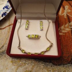 Peridot Stone Sterling Set
