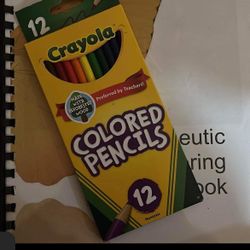 Therapeutic Coloring Book With Box Of Colored Pencils, Both New