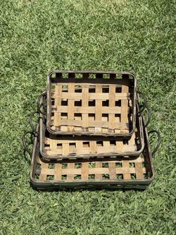 Set of three brown trays