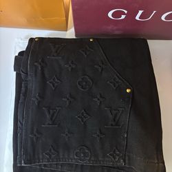 Louis Vuitton Monogram Embossed Carpenter Jeans - Black Denim