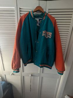 Miami Dolphins Logo Athletics Classic Two-Tone Teal and Orange Varsity Jacket