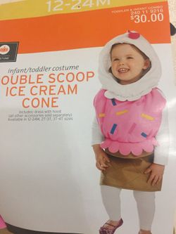 NEW HALLOWEEN COSTUME INFANT/TODDLER DOUBLE SCOOP ICE CREAM CONE