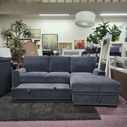 40% SALE two piece fabrics Sectional with sleeper and Storage