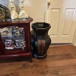 Large Braided Bamboo Wicker Vase Basket Vintage Planter Plants Vintage, Home Decor 