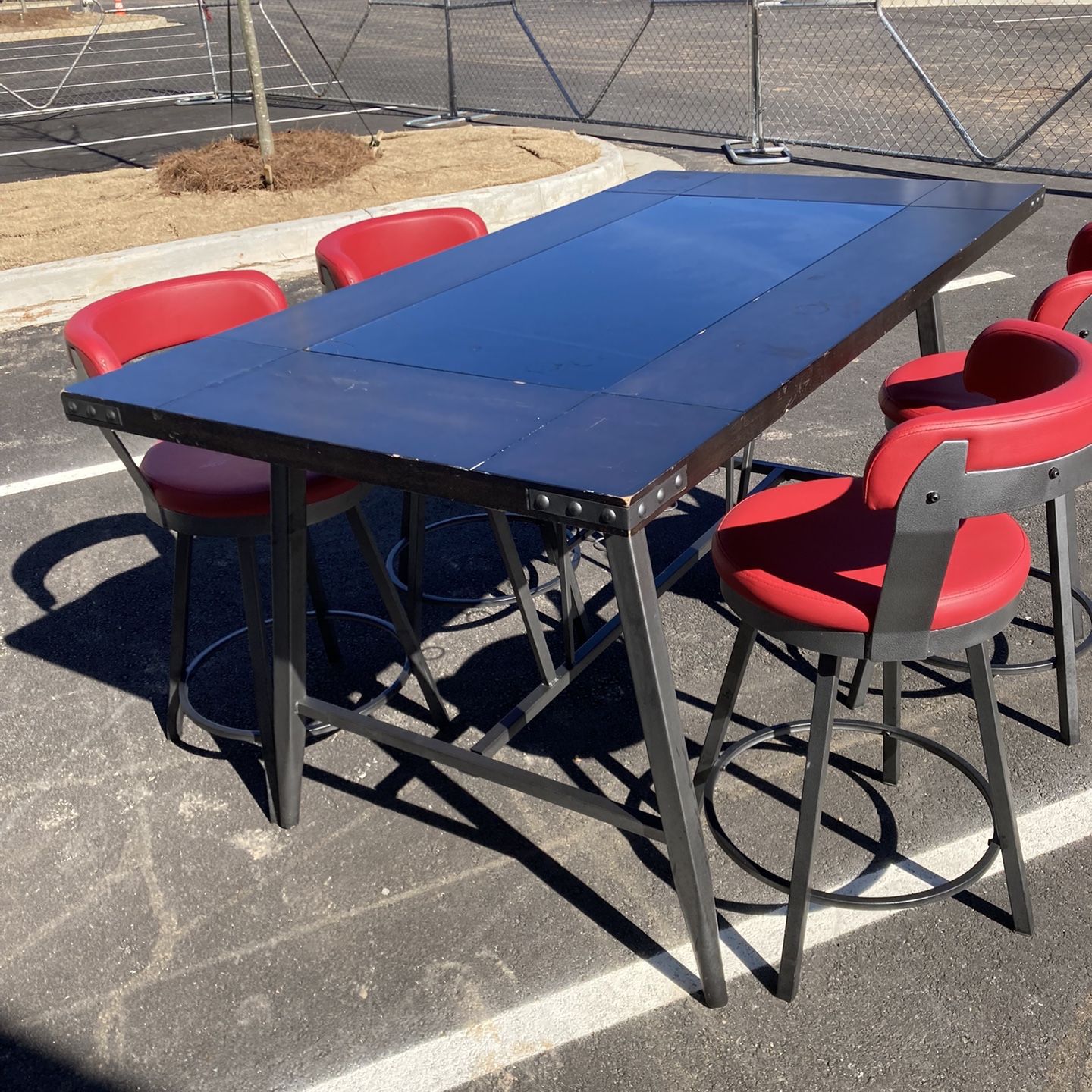 @@@@@Wonderful Antique Modern Solid Oak Table  With  4 Leather Chairs@@@