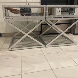 Mirror Glass Side Table/Night Stand 