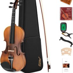 Eastar 1/2 Violin Set Half Size Fiddle EVA-3 Matte for Beginners with Hard Case, Rosin, Shoulder Rest, Bow, and Extra Strings (Imprinted Finger Guide 