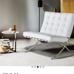 White leather lounge chairs
