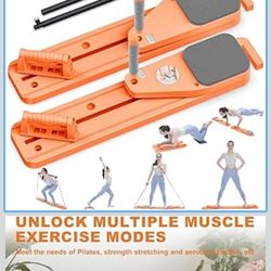 Pilates Board, 12 in 1 Mini Plilates Reformer Set, Multifuncional Portable Pilates Reformers Board for Home Workout, Free Combination 100+ Exercise Mo