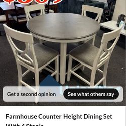 Round Dining Table With 4 Stool Chairs 